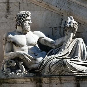 Statue of Tiber river in front of Palazzo Senatorio, Campidoglio, Capitoline Hill