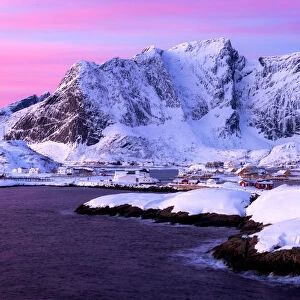 Sunrise at Sakrisoy, Lofoten, Nordland, Arctic, Norway, Europe
