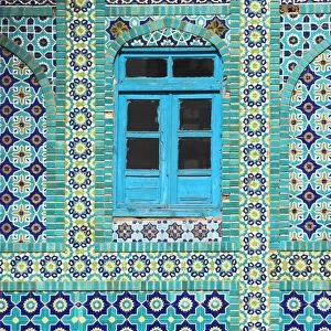 Tiling around blue window, Shrine of Hazrat Ali, Mazar-i-Sharif, Balkh, Afghanistan, Asia