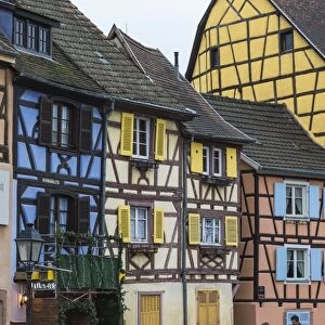 Typical architecture and colored facade of house in the old town, Petite Venise, Colmar