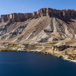 View over the deep blue lakes of the Band-E-Amir National Park, Afghanistan, Asia