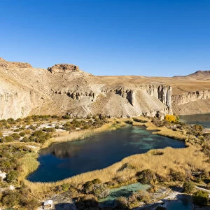 View over the deep blue lakes of the Band-E-Amir National Park, Afghanistan, Asia