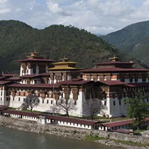 View of the Dzong in Punakha, Bhutan, Asia