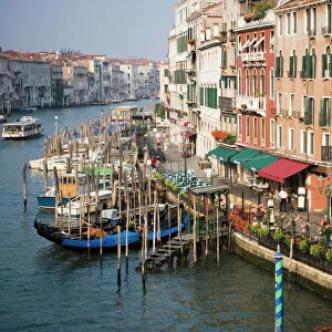 View of Grand Canal and Riva del Vin from Rialto Bridge, Venice, UNESCO World Heritage Site