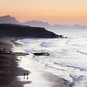 View from Playa del Viejo to the Peninsula of Jandia, La Pared, Fuerteventura, Canary Islands, Spain, Atlantic, Europe