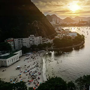 View of Praia da Urca with surrounding Botafogo Bay, UNESCO World Heritage Site, between the Mountain and the Sea, inscribed on the World Heritage List in 2012, Rio de Janeiro, Brazil, South America