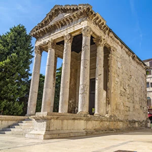 View of Temple of Augustus in Forum Square, Pula, Istria County, Croatia, Adriatic