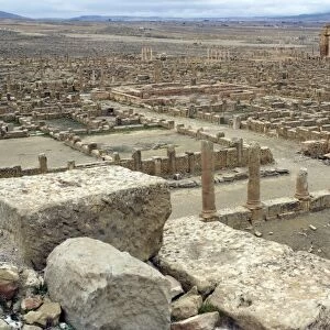 View from the theatre overlooking the Roman site of Timgad, UNESCO World Heritage Site