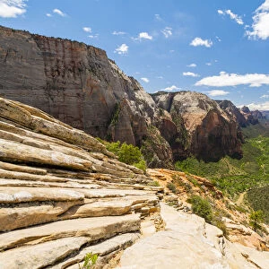 View down Zion Canyon from Angels Landing, Zion National Park, Utah, United States