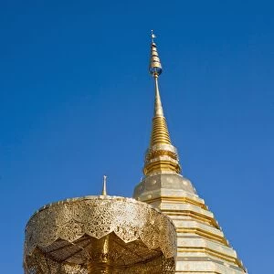 Wat Doi Suthep gold leaf stupa, a Buddhist temple in Chiang Mai, Thailand, Southeast Asia, Asia