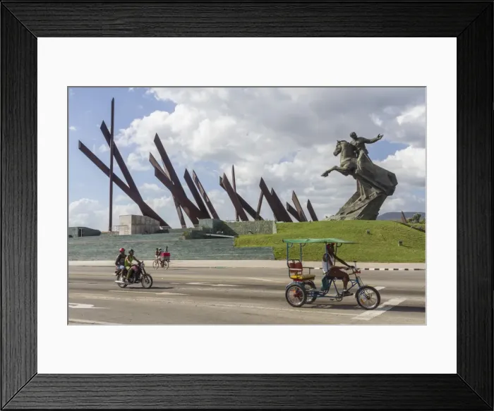 Framed Print : Cycle-taxi and motorbike, Revolution Square, Santiago, Cuba, West Indies, Caribbean, Central America Framed Print : Cycle-taxi and motorbike, Revolution Square, Santiago, Cuba, West Indies, Caribbean, Central America