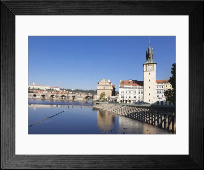 Framed Print : View over the River Vltava to Smetana Museum, with Charles Bridge and the Castle District in the distance, Prague, Bohemia, Czech Republic, Europe Framed Print : View over the River Vltava to Smetana Museum, with Charles Bridge and the Castle District in the distance, Prague, Bohemia, Czech Republic, Europe