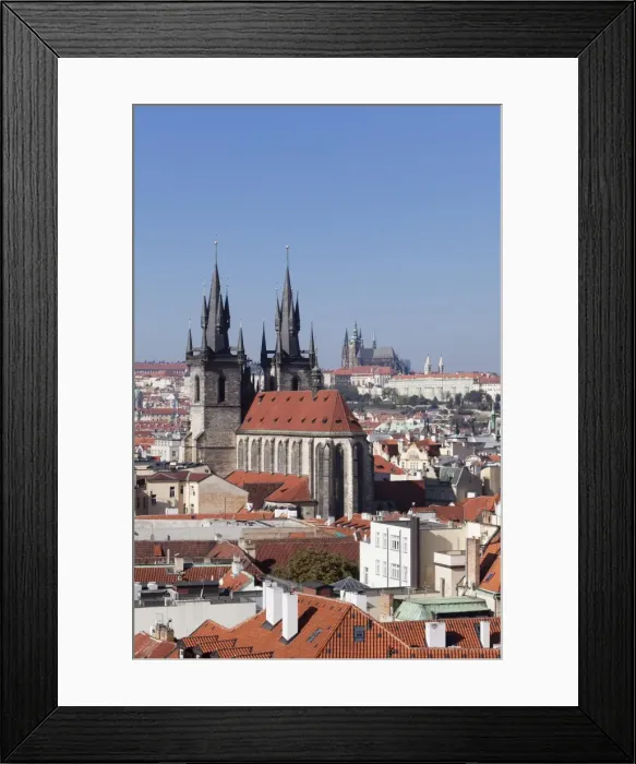 Framed Print : View over the Old Town (Stare Mesto) with Tyn Cathedral (Church of Our Lady Before Tyn) to Castle District with Royal Palace and St. Vitus Cathedral, Prague, Bohemia, Czech Republic, Europe Framed Print : View over the Old Town (Stare Mesto) with Tyn Cathedral (Church of Our Lady Before Tyn) to Castle District with Royal Palace and St. Vitus Cathedral, Prague, Bohemia, Czech Republic, Europe