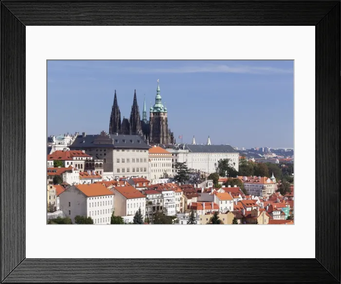Framed Print : Castle District Hradcany with St. Vitus Cathedral and Royal Palace seen from Petrin Hill, UNESCO World Heritage Site, Prague, Bohemia, Czech Republic, Europe Framed Print : Castle District Hradcany with St. Vitus Cathedral and Royal Palace seen from Petrin Hill, UNESCO World Heritage Site, Prague, Bohemia, Czech Republic, Europe