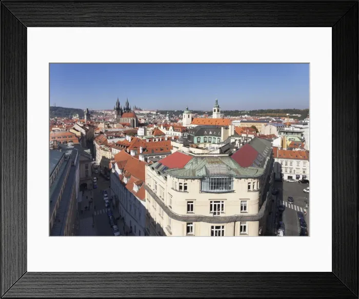 Framed Print : View over the Old Town (Stare Mesto) with Old Town Hall, Tyn Cathedral to Castle District with Royal Palace and St. Vitus cathedral, Prague, Bohemia, Czech Republic, Europe Framed Print : View over the Old Town (Stare Mesto) with Old Town Hall, Tyn Cathedral to Castle District with Royal Palace and St. Vitus cathedral, Prague, Bohemia, Czech Republic, Europe