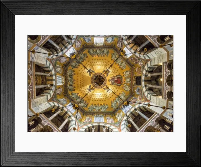 Framed Print : Aachen Cathedral cupola and Barbarossas Chandelier, UNESCO World Heritage Site, Aachen, North Rhine Westphalia, Germany, Europe Framed Print : Aachen Cathedral cupola and Barbarossas Chandelier, UNESCO World Heritage Site, Aachen, North Rhine Westphalia, Germany, Europe