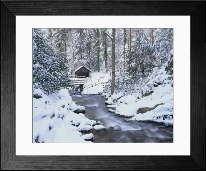 Framed Print : Cottage in a forest in winter, near Geroldsau Waterfall, Black Forest, Baden Wurttemberg, Germany, Europe Framed Print : Cottage in a forest in winter, near Geroldsau Waterfall, Black Forest, Baden Wurttemberg, Germany, Europe