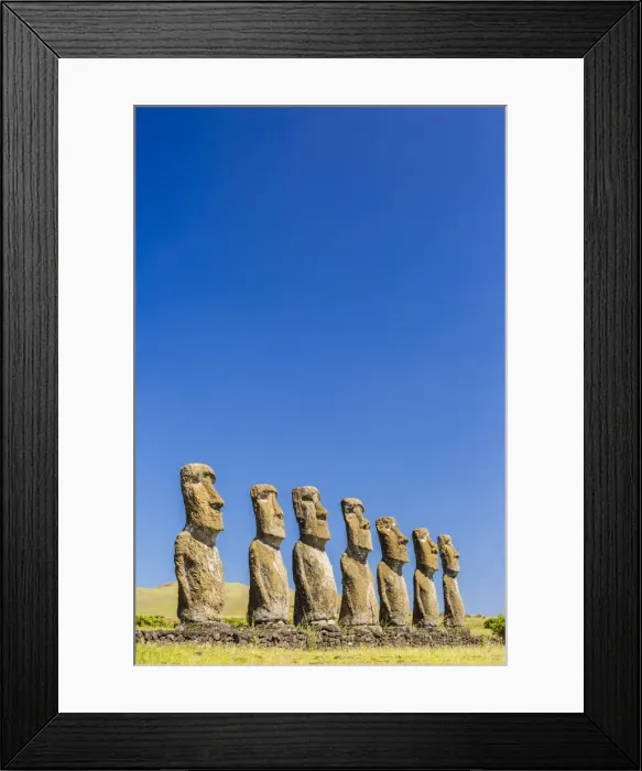 Framed Print : Seven Moai at Ahu Akivi, the first restored altar on Easter Island (Isla de Pascua) (Rapa Nui), UNESCO World Heritage Site, Chile, South America Framed Print : Seven Moai at Ahu Akivi, the first restored altar on Easter Island (Isla de Pascua) (Rapa Nui), UNESCO World Heritage Site, Chile, South America