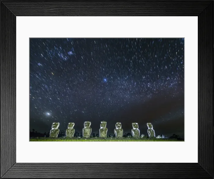 Framed Print : Seven Moai under the stars on a moonless night at Ahu Akivi on Easter Island (Isla de Pascua) (Rapa Nui), UNESCO World Heritage Site, Chile, South America Framed Print : Seven Moai under the stars on a moonless night at Ahu Akivi on Easter Island (Isla de Pascua) (Rapa Nui), UNESCO World Heritage Site, Chile, South America