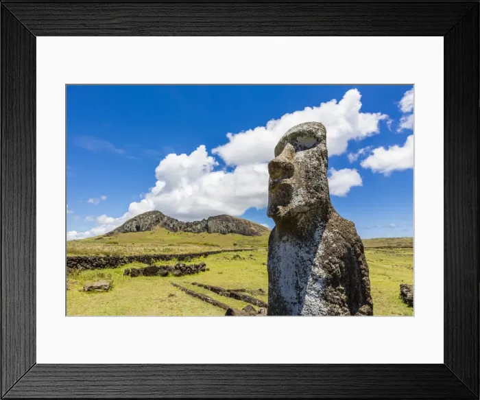 Framed Print : Single moai statue guards the entrance at the 15 moai restored ceremonial site of Ahu Tongariki on Easter Island (Isla de Pascua) (Rapa Nui), UNESCO World Heritage Site, Chile, South America Framed Print : Single moai statue guards the entrance at the 15 moai restored ceremonial site of Ahu Tongariki on Easter Island (Isla de Pascua) (Rapa Nui), UNESCO World Heritage Site, Chile, South America
