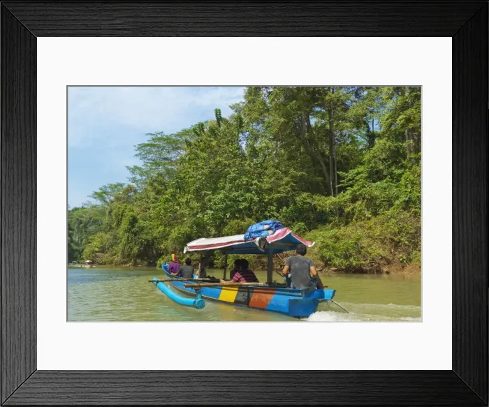 Framed Print : Canoe on river trip to the popular Green Canyon beauty spot, near the south coast, Cijulang River, Pangandaran, Java, Indonesia, Southeast Asia, Asia Framed Print : Canoe on river trip to the popular Green Canyon beauty spot, near the south coast, Cijulang River, Pangandaran, Java, Indonesia, Southeast Asia, Asia