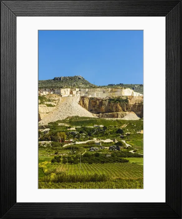 Framed Print : Quarry for highly prized Pearl Marble, a major export, used in the Kennedy Center New York, Custonaci, Trapani, Sicily, Italy, Europe Framed Print : Quarry for highly prized Pearl Marble, a major export, used in the Kennedy Center New York, Custonaci, Trapani, Sicily, Italy, Europe