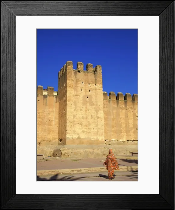 Framed Print : Woman in traditional dress with the Old City wall, Taroudant, Morocco, North Africa, Africa Framed Print : Woman in traditional dress with the Old City wall, Taroudant, Morocco, North Africa, Africa