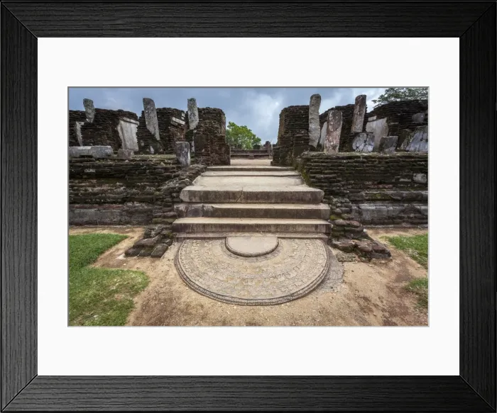 Framed Print : Entrance to Kiri Vihara Buddhist temple ruins with moonstone at entrance, Polonnaruwa, UNESCO World Heritage Site, Sri Lanka, Asia Framed Print : Entrance to Kiri Vihara Buddhist temple ruins with moonstone at entrance, Polonnaruwa, UNESCO World Heritage Site, Sri Lanka, Asia