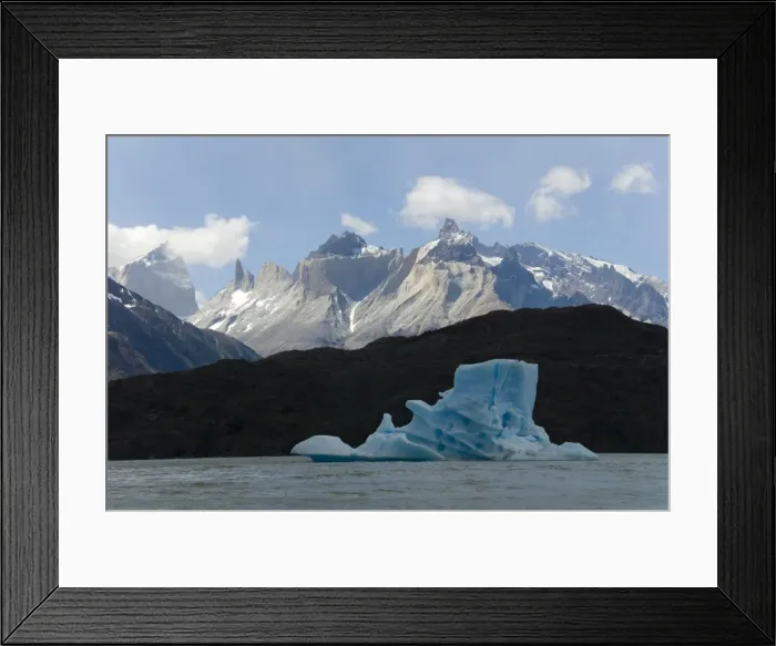 Framed Print : Monte Almirante Nieto, with iceberg on Lago de Grey, Torres del Paine National Park, Patagonia, Chile, South America Framed Print : Monte Almirante Nieto, with iceberg on Lago de Grey, Torres del Paine National Park, Patagonia, Chile, South America