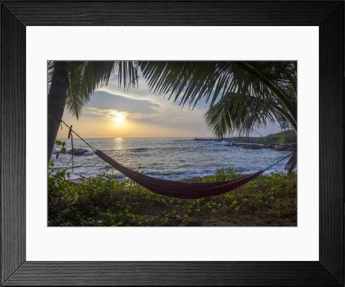 Framed Print : Silhoutte of an empty beach hammock at the beach, Tangalle, Sri Lanka, Asia Framed Print : Silhoutte of an empty beach hammock at the beach, Tangalle, Sri Lanka, Asia