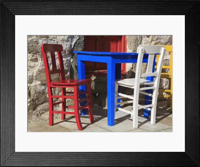 Framed Print : Table and chairs in Bodrum, Turkey, Anatolia, Asia Minor, Eurasia Framed Print : Table and chairs in Bodrum, Turkey, Anatolia, Asia Minor, Eurasia