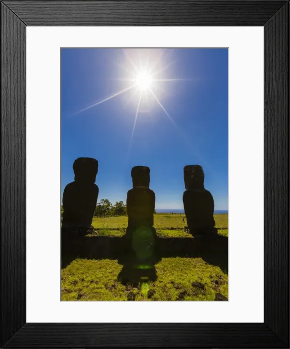 Framed Print : Detail of moai looking into the sun at Ahu Akivi, the first restored altar on Easter Island (Isla de Pascua) (Rapa Nui), UNESCO World Heritage Site, Chile, South America Framed Print : Detail of moai looking into the sun at Ahu Akivi, the first restored altar on Easter Island (Isla de Pascua) (Rapa Nui), UNESCO World Heritage Site, Chile, South America