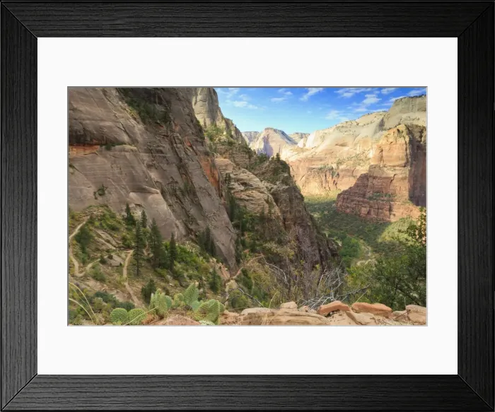 Framed Print : View into Zion Canyon from trail to Observation Point, Zion National Park, Utah, United States of America, North America Framed Print : View into Zion Canyon from trail to Observation Point, Zion National Park, Utah, United States of America, North America