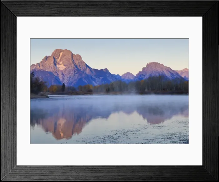 Framed Print : Dawn mist, Mount Moran, Oxbow Bend, Snake River, Grand Teton National Park, Wyoming, United States of America, North America Framed Print : Dawn mist, Mount Moran, Oxbow Bend, Snake River, Grand Teton National Park, Wyoming, United States of America, North America