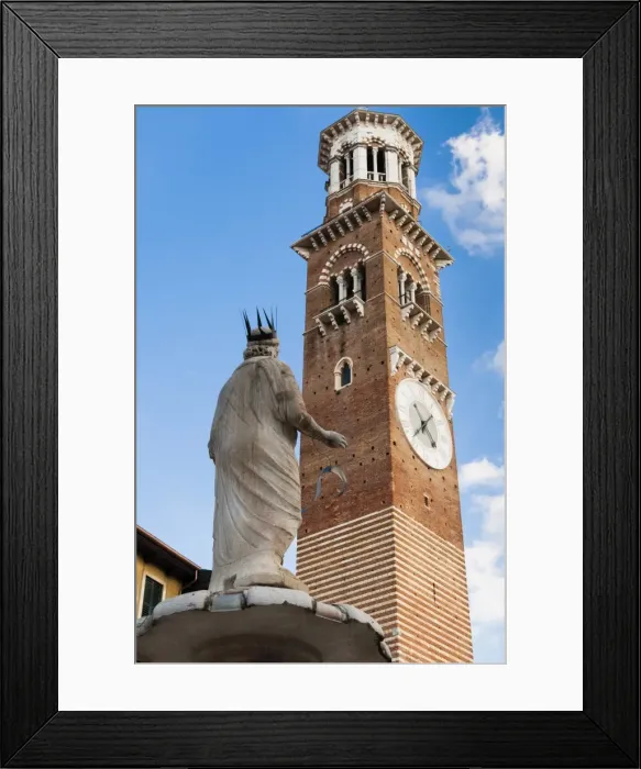 Framed Print : Torre dei Lamberti, Madonna Verona statue, Piazza delle Erbe, Verona, UNESCO World Heritage Site, Veneto, Italy, Europe Framed Print : Torre dei Lamberti, Madonna Verona statue, Piazza delle Erbe, Verona, UNESCO World Heritage Site, Veneto, Italy, Europe