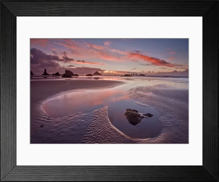 Framed Print : Sunset with orange clouds, Bandon Beach, Oregon, United States of America, North America Framed Print : Sunset with orange clouds, Bandon Beach, Oregon, United States of America, North America