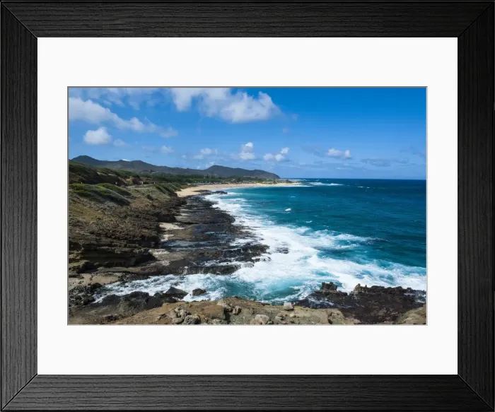 Framed Print : Lookout over sandy beach, Oahu, Hawaii, United States of America, Pacific Framed Print : Lookout over sandy beach, Oahu, Hawaii, United States of America, Pacific