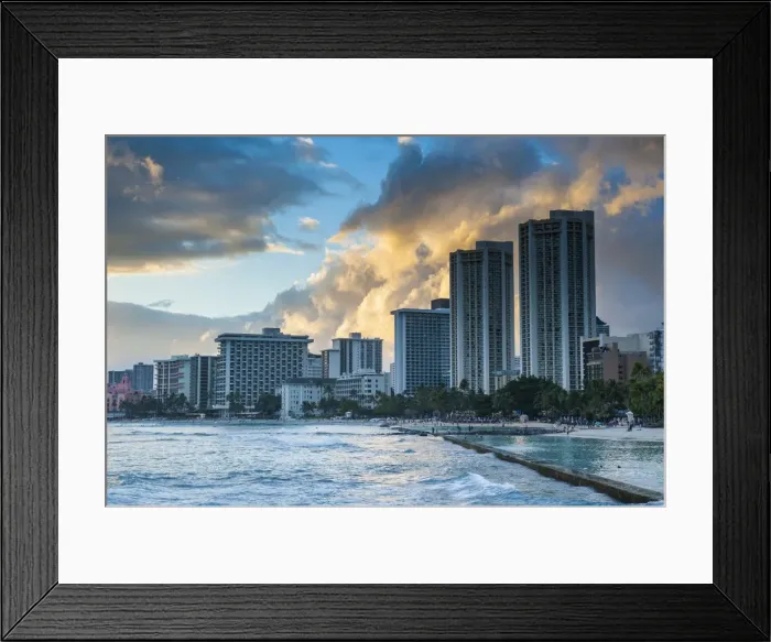 Framed Print : Late afternoon light over the high rise hotels of Waikiki Beach, Oahu, Hawaii, United States of America, Pacific Framed Print : Late afternoon light over the high rise hotels of Waikiki Beach, Oahu, Hawaii, United States of America, Pacific