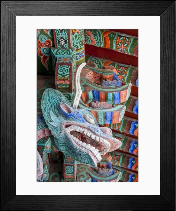 Framed Print : Coloured wooden roof in the Bulguksa Temple, Gyeongju, UNESCO World Heritage Site, South Korea, Asia