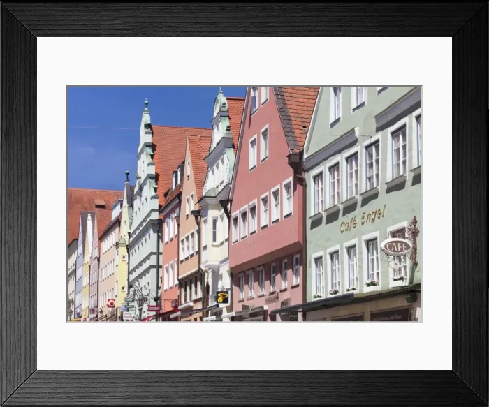 Framed Print : Traditional colorful facades on Reichstradtstrasse, Donauworth, Romantic Road, Bavarian Swabia, Bavaria, Germany, Europe Framed Print : Traditional colorful facades on Reichstradtstrasse, Donauworth, Romantic Road, Bavarian Swabia, Bavaria, Germany, Europe