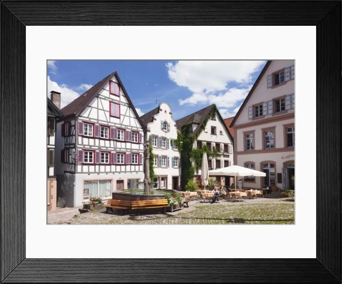Framed Print : Fountain and half-timbered houses, Schiltach, Black Forest, Baden Wurttemberg, Germany, Europe Framed Print : Fountain and half-timbered houses, Schiltach, Black Forest, Baden Wurttemberg, Germany, Europe