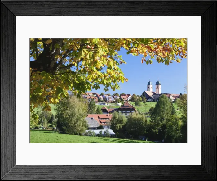 Framed Print : Klosterkiche Church in autumn, St. Margen, Black Forest, Baden Wurttemberg, Germany, Europe