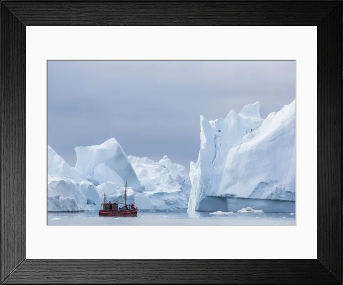 Framed Print : A commercial iceberg tour amongst huge icebergs calved from the Ilulissat Glacier, UNESCO World Heritage Site, Ilulissat, Greenland, Polar Regions Framed Print : A commercial iceberg tour amongst huge icebergs calved from the Ilulissat Glacier, UNESCO World Heritage Site, Ilulissat, Greenland, Polar Regions