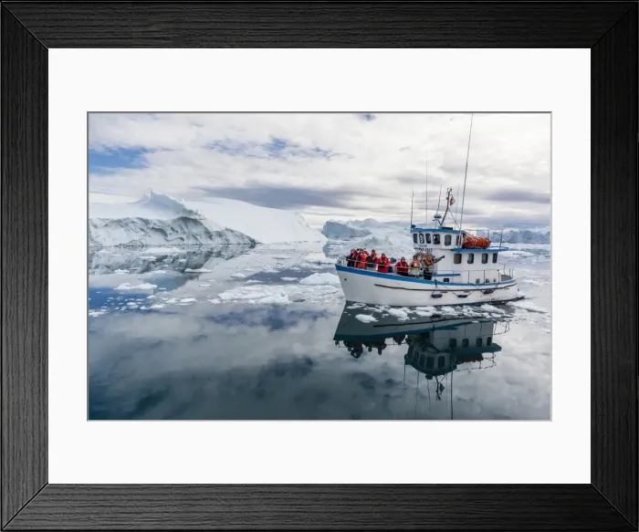 Framed Print : A commercial iceberg tour amongst huge icebergs calved from the Ilulissat Glacier, UNESCO World Heritage Site, Ilulissat, Greenland, Polar Regions Framed Print : A commercial iceberg tour amongst huge icebergs calved from the Ilulissat Glacier, UNESCO World Heritage Site, Ilulissat, Greenland, Polar Regions