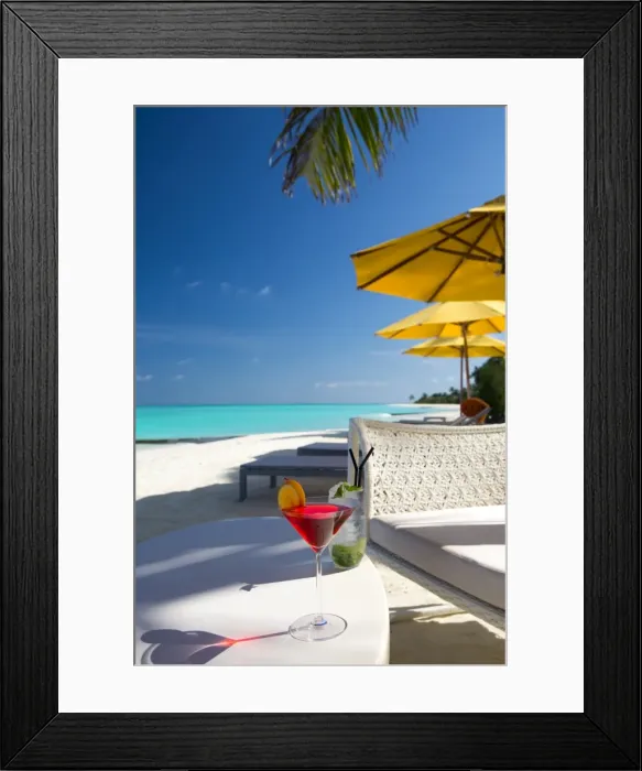 Framed Print : Cocktails on tropical beach, Maldives, Indian Ocean, Asia