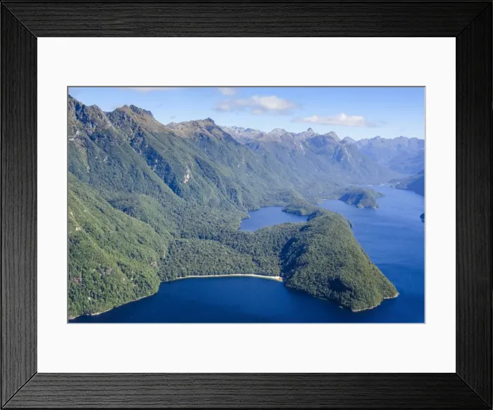 Framed Print : Aerial of a huge fjord in Fiordland National Park, UNESCO World Heritage Site, South Island, New Zealand, Pacific Framed Print : Aerial of a huge fjord in Fiordland National Park, UNESCO World Heritage Site, South Island, New Zealand, Pacific