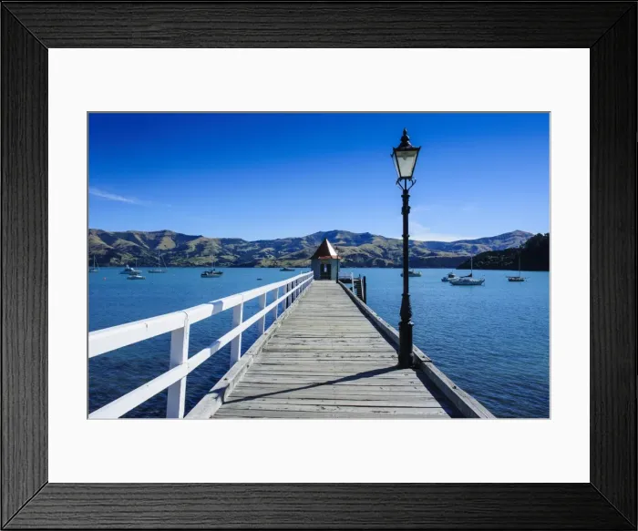 Framed Print : Long wooden pier in Akaroa, Banks Peninsula, Canterbury, South Island, New Zealand, Pacific Framed Print : Long wooden pier in Akaroa, Banks Peninsula, Canterbury, South Island, New Zealand, Pacific