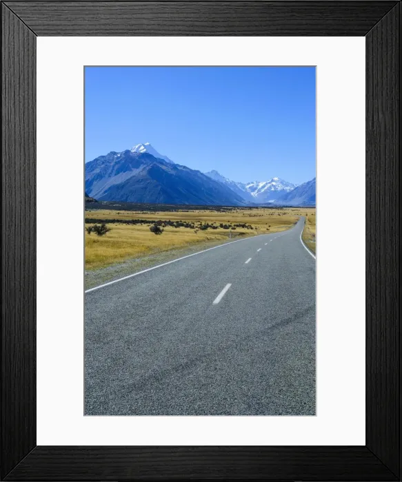 Framed Print : Road leading to Mount Cook National Park, South Island, New Zealand, Pacific