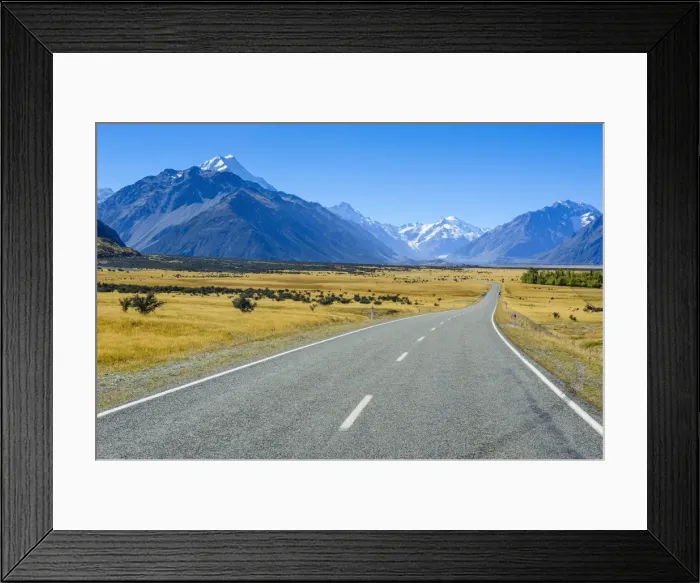 Framed Print : Road leading to Mount Cook National Park, South Island, New Zealand, Pacific