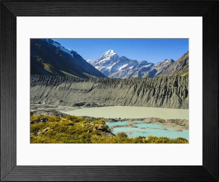 Framed Print : Turquoise glacier lake in front of Mount Cook, UNESCO World Heritage Site, South Island, New Zealand, Pacific Framed Print : Turquoise glacier lake in front of Mount Cook, UNESCO World Heritage Site, South Island, New Zealand, Pacific